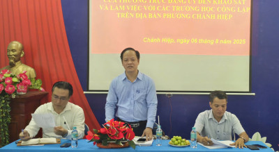 LÃNH ĐẠO PHƯỜNG CHÁNH HIỆP KHẢO SÁT, LÀM VIỆC VỚI TRƯỜNG THCS ĐỊNH HOÀ