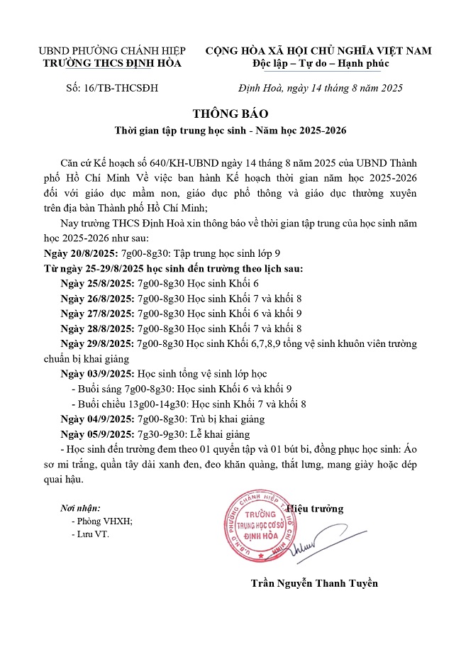 THONG BAO TAP TRUNG HỌC SINH DAU NAM HOC 2025 2026 (1) page 0001